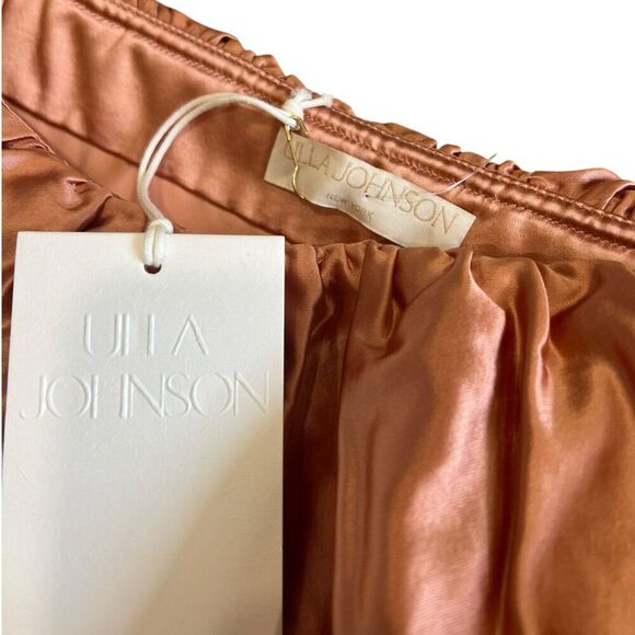 Ulla Johnson Copper Orange Off Shoulder Satin Tulip Lelita Midi Dress 10 - Picture 5 of 8